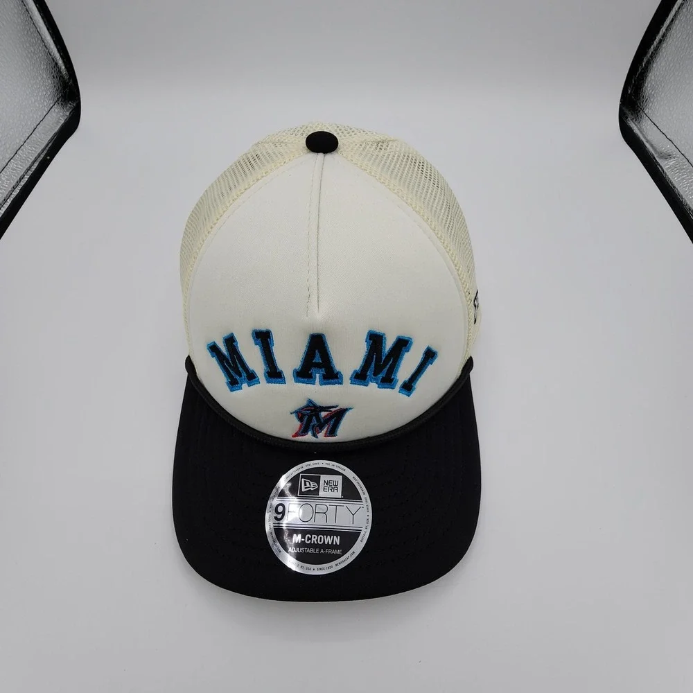 New Era Miami Marlins Hat‎ Arch Glitz 9Forty MLB Snapback Mesh Back Rope Cap NEW